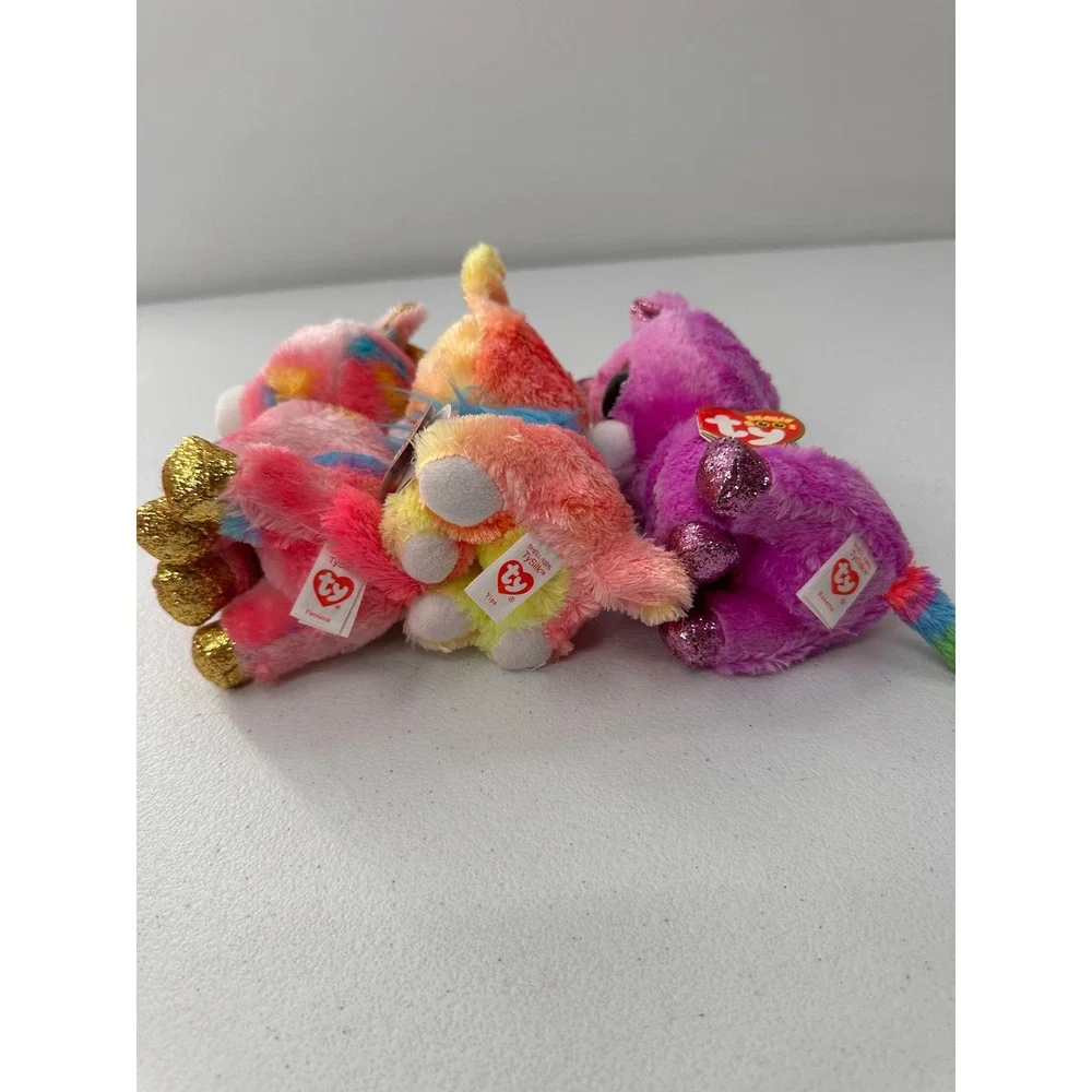 Ty Beanie Boos Plush Fantasia Yips Rosette Unicorn Chihuahua 6in Lot 3 Kids Toy